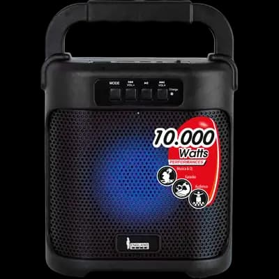 CAJA AMPLIFICADA CON BATERIA 4 PULG., 10.000W PMOP, CON BATERIA, REPRODUCTOR ANALOGICO DIGITAL, ENTRADA 3.5MM, LUZ LED RGB