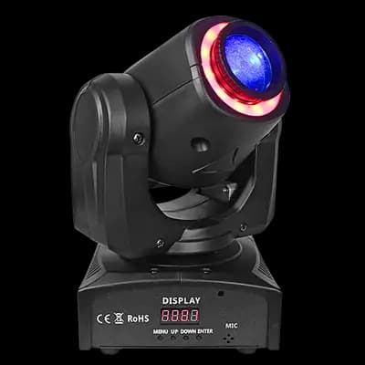 LUZ ROBOTICA CON RING LED, RGB, 7+1 GOBOS/12LED, 30W, EFECTO SPOT, 7+1 PATRONES, DMX-512 10/12CH