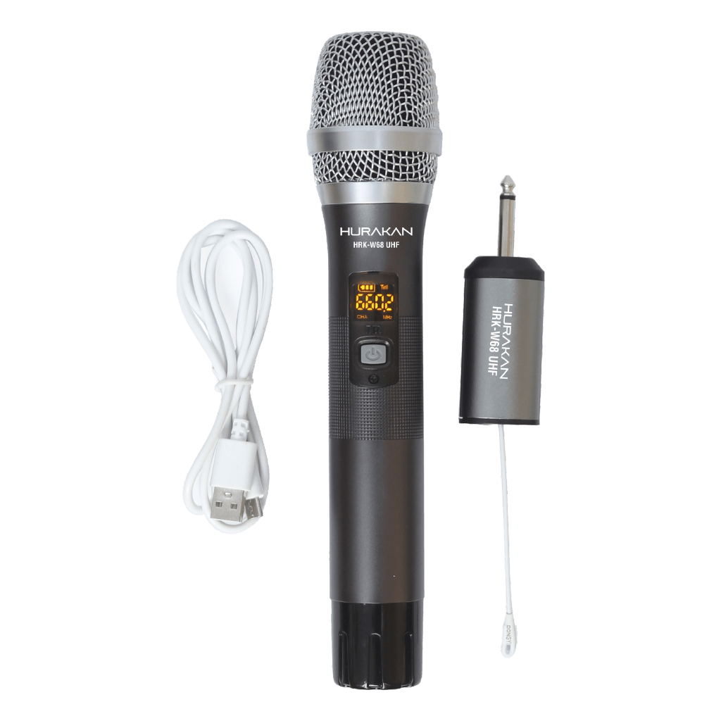 Micrófono Pro Inalámbrico UHF Mono Canal de Frecuencia Seleccionable  , 650 - 664.7 MHz, 50 m de Funcionamiento, DC 5 V, Pantalla LCD, 1 Mic. de Mano Metálico  , ENGLAND AUDIO HRK-W68 UHF