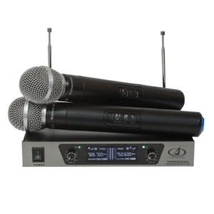 Micrófono Pro Inalámbrico UHF Doble Canal de Frecuencia Fija  , FM  , 45 m de Funcionamiento, 110 V, Pantalla LCD, 1/4" Jack   de Salida, 2 Mic. de Mano  , ACOUSTIC SN-W8002 751.6 MHZ-798.8 MHZ