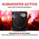 Parlante SubWoofer Amplificado, 18 pulg, 1000W RMS, England Sound, Serie DJ