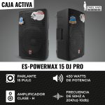 Caja Amplificada Pro de 15 pulg, 350W RMS, England Sound, ES-POWERMAX 15-DJ PRO
