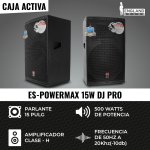 Caja Amplificada Pro de 15 pulg, 400W RMS, England Sound, ES-POWERMAX 15W DJ PRO