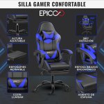 Silla Gamer Gamer , Azul-Negro , EPICCO EP-CH07 AZUL