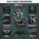 Silla Gamer Gamer , Gris-Negro , EPICCO EP-CH07 GRIS