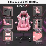 Silla Gamer Gamer , Rosa-Blanco , EPICCO EP-CH07 ROSA