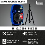 Caja Amplificada De 15 Pulg, 90.000 W, Color Azul, England Sound, ES-2 GAD EPIC 15-LED BL