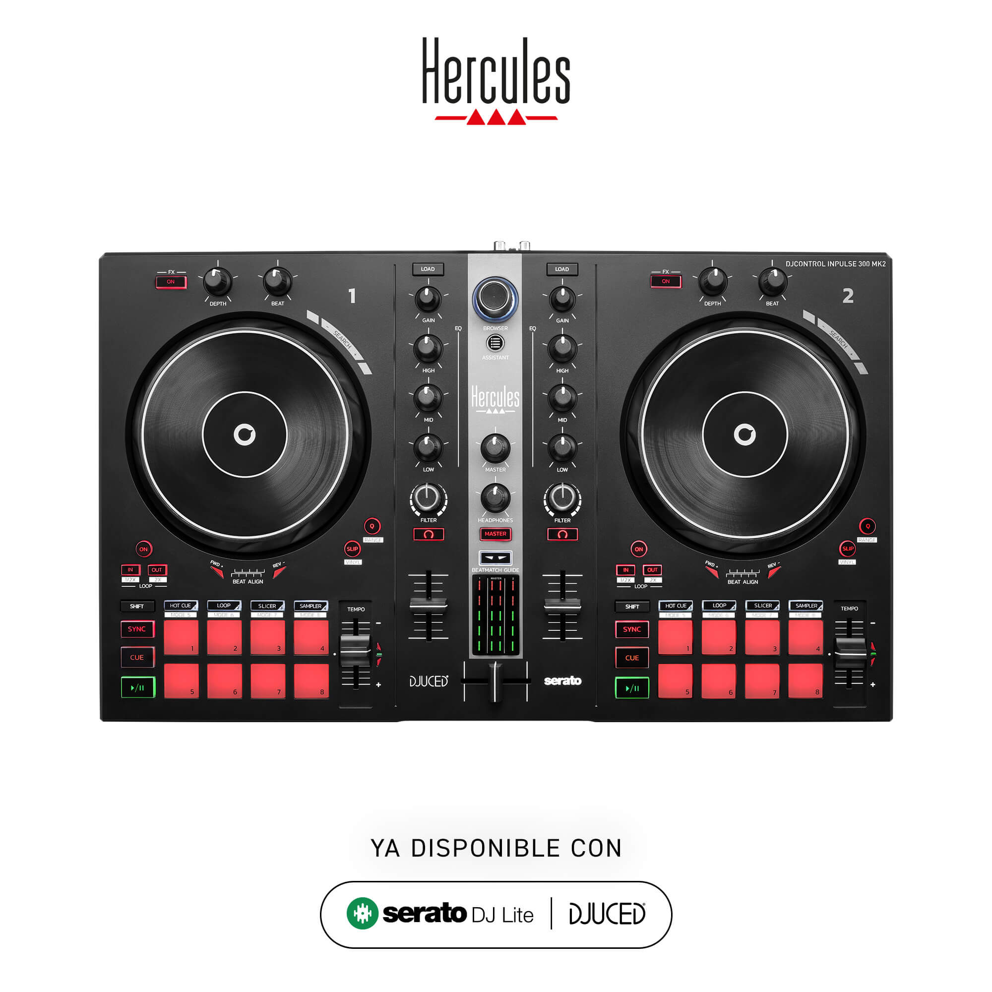 DJ Profesional Controlador Serato DJ Lite y DJUCED , HERCULES 4780944-INPULSE 300 MK2
