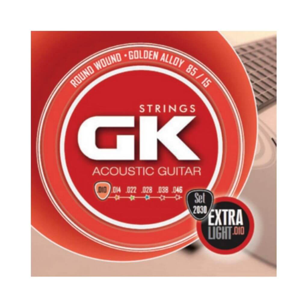 Set de cuerdas GK para Guitarra Acústica, tensión extra suave .010