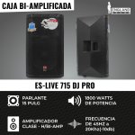 Caja Amplificada Pro de 15 pulg, 1800W RMS, England Sound, ES-LIVE 715-DJ PRO